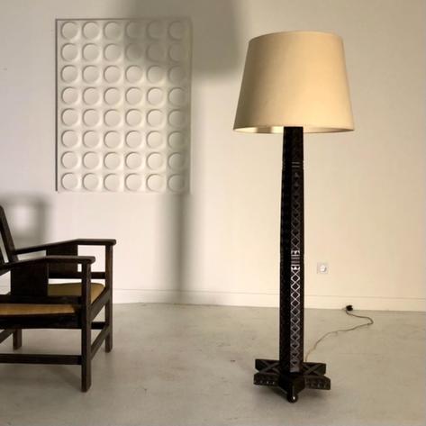 1920 carved wooden floor lamp 