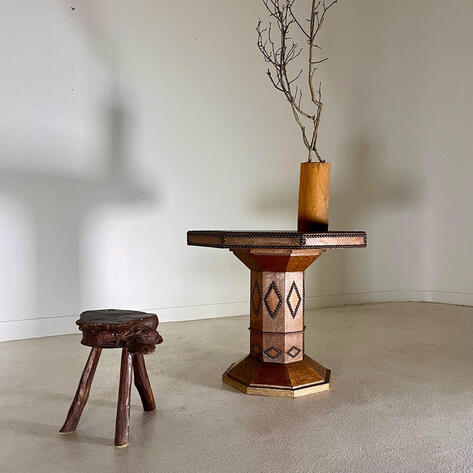 1930 leather pedestal table