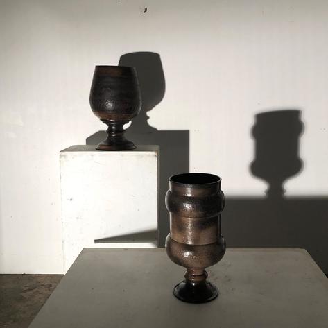 1950 black ceramic vases