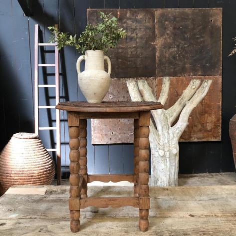 1950 leather and wood side table