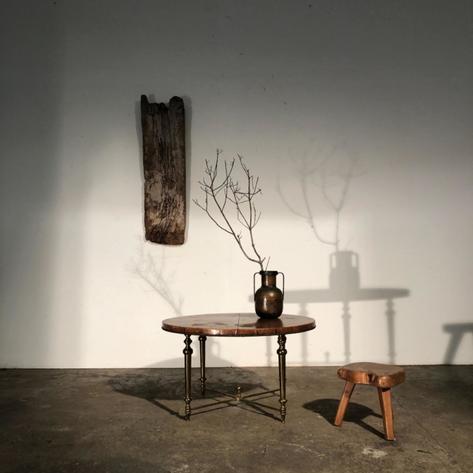 1950 leather top side table 
