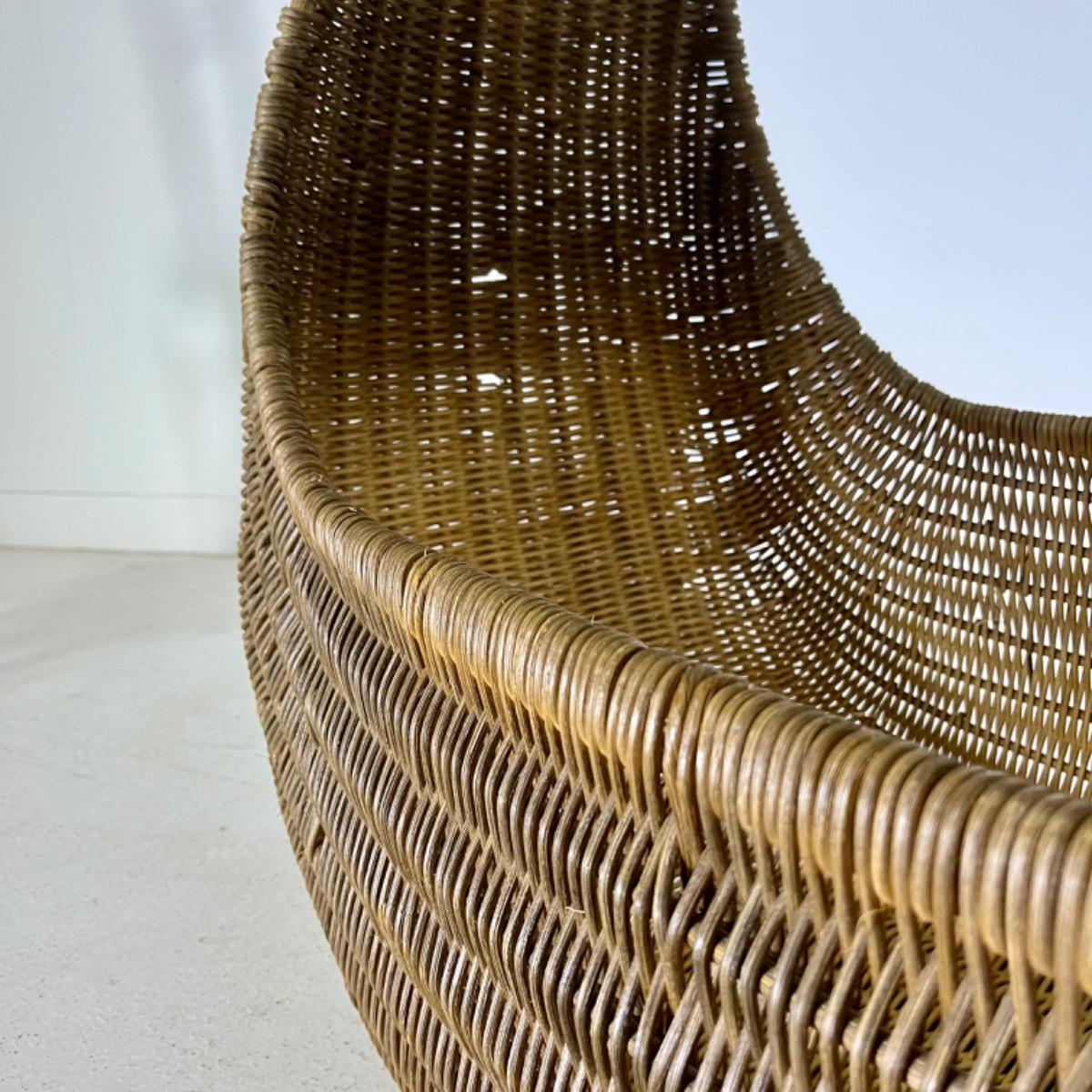 1950 oversize rattan basket 