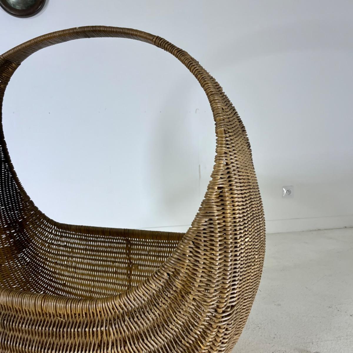 1950 oversize rattan basket 