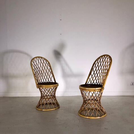 1950 pair of rattan chairs