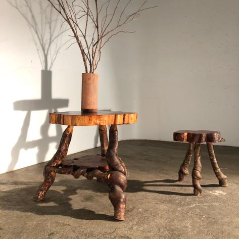 1950 Primitive table and stool