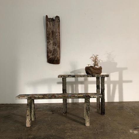 1950 simple concrete table and bench