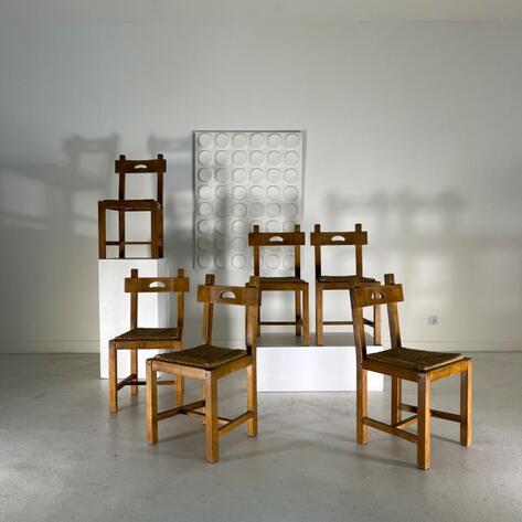 1960 French modern rustic chairs 