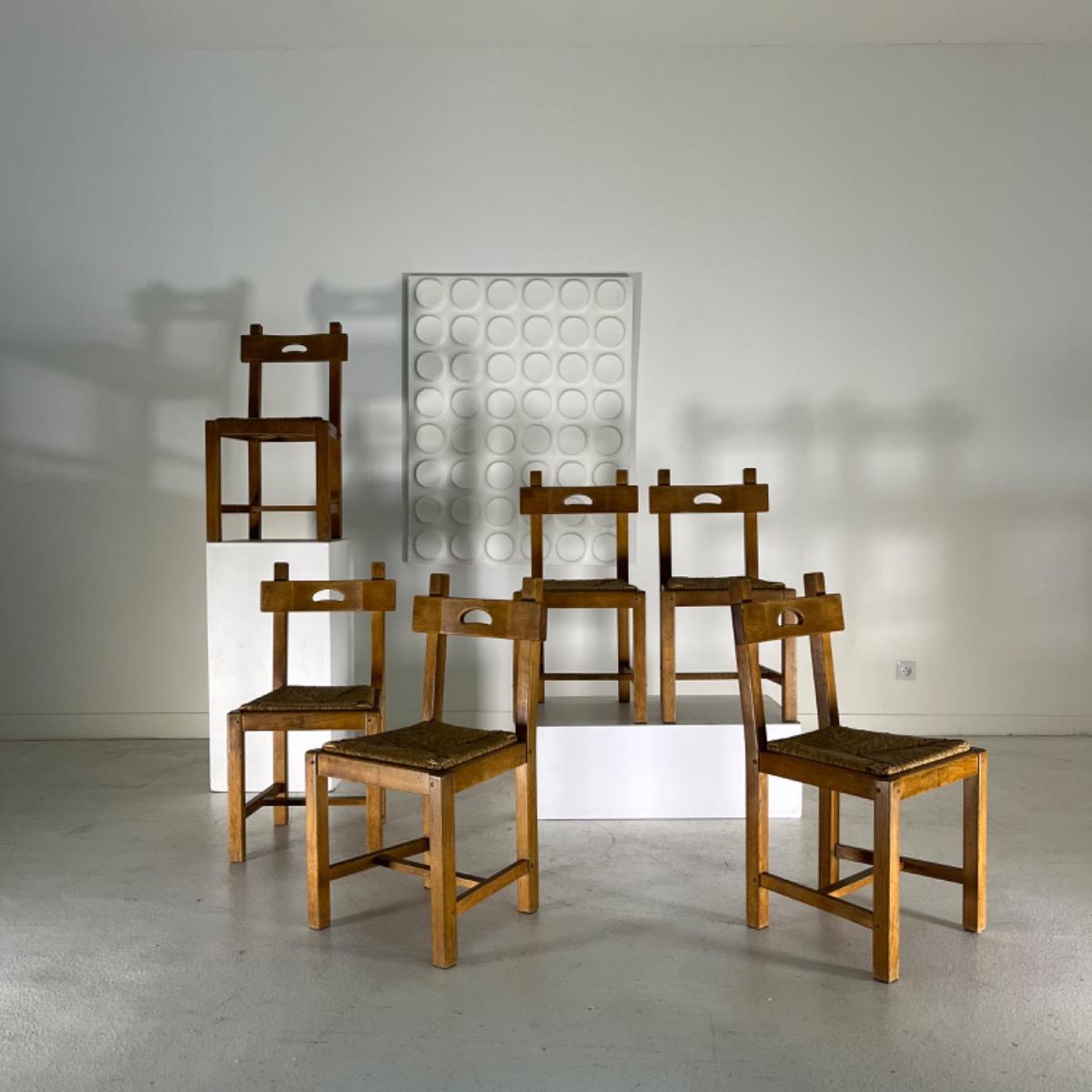 1960 French modern rustic chairs 