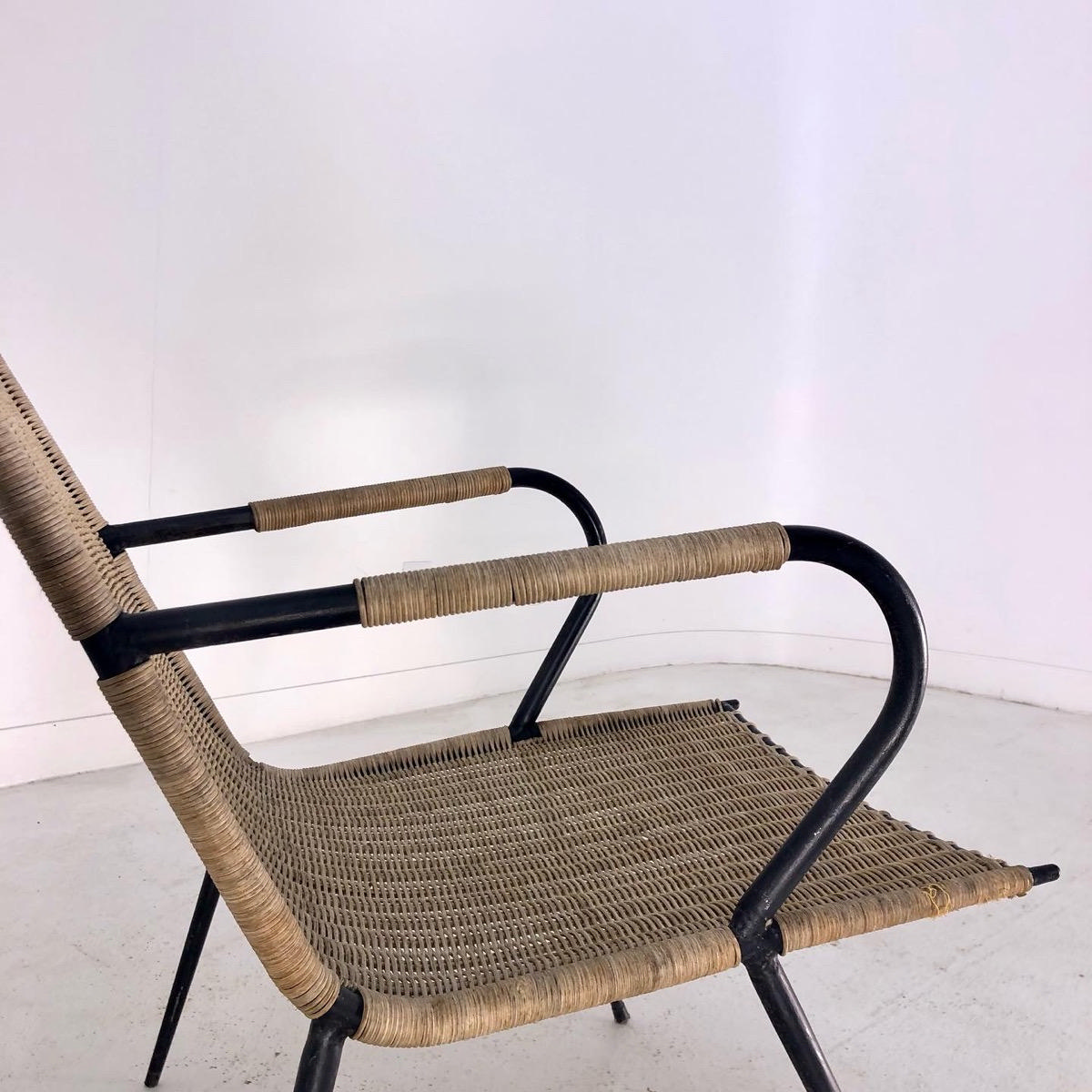 1960 rattan & metal armchair 