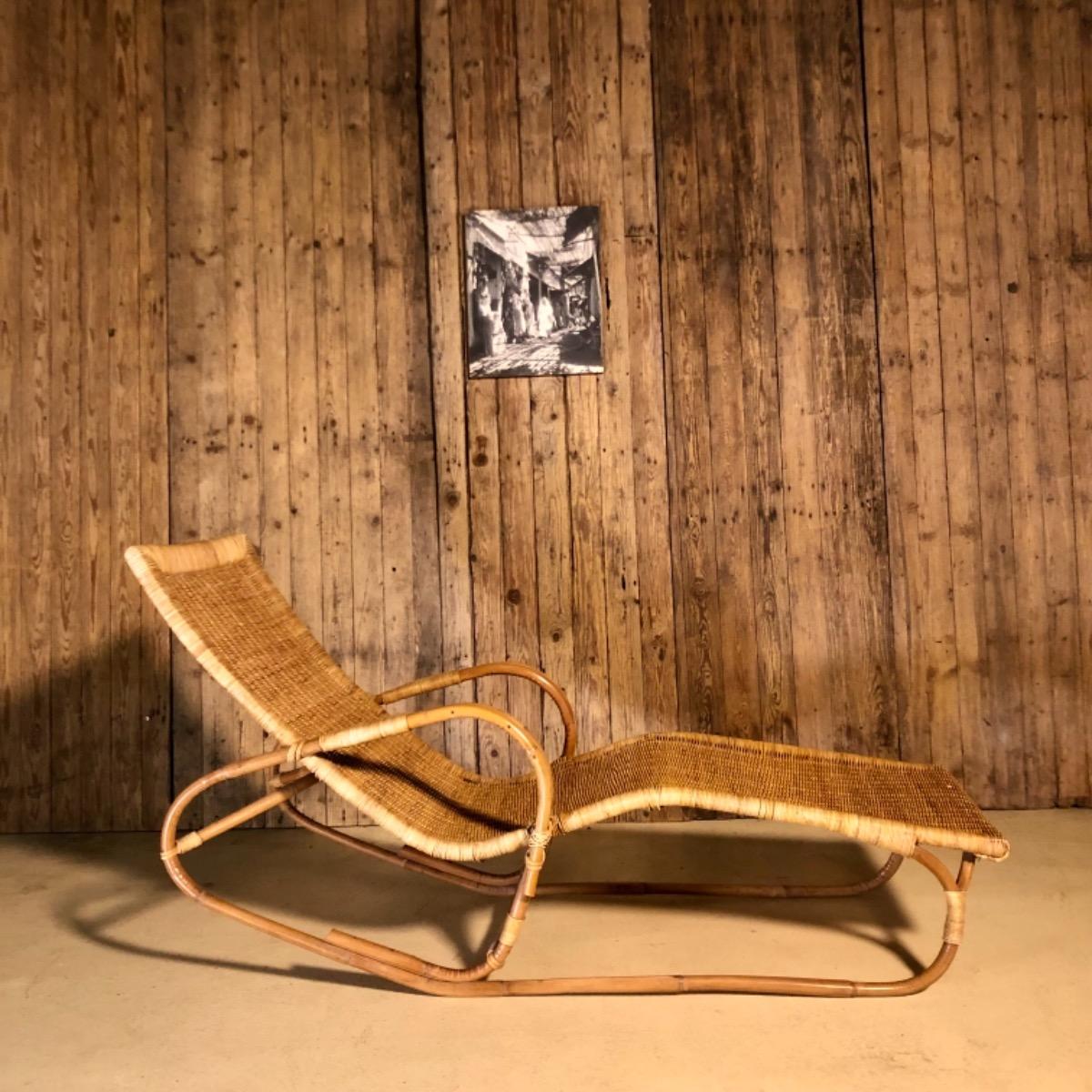 1960 rattan meridienne 