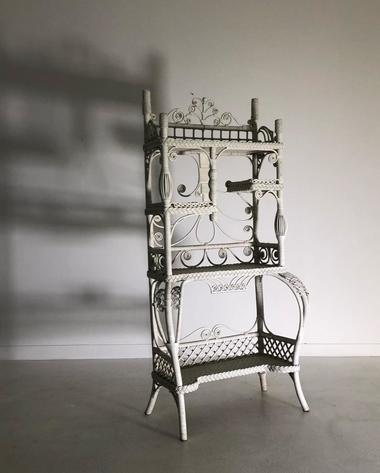 1960 rattan shelf cabinet 