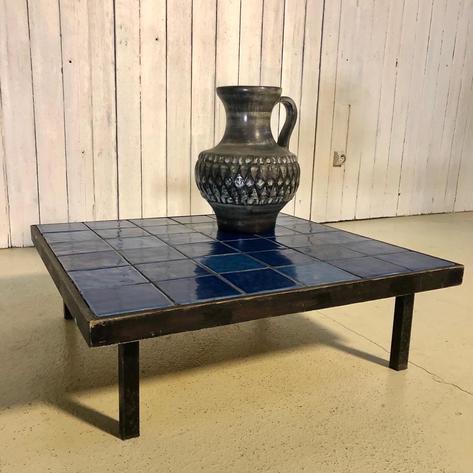 1970 blue tiles coffee table