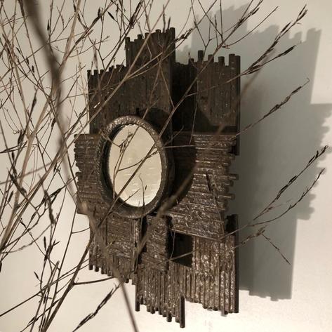 1970 brutalist metal mirror 