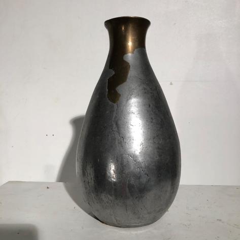1970 brutalist metal vase