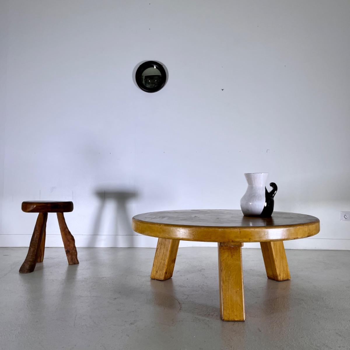 1970 brutalist oak side table 