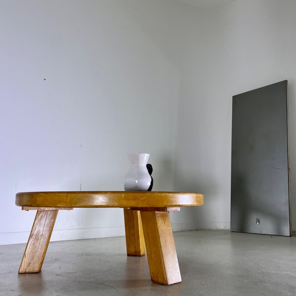 1970 brutalist oak side table 