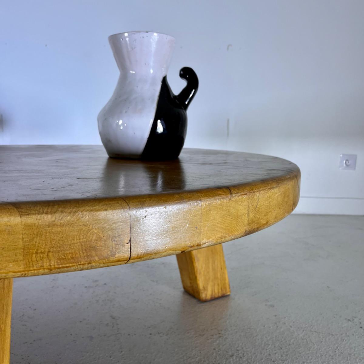 1970 brutalist oak side table 