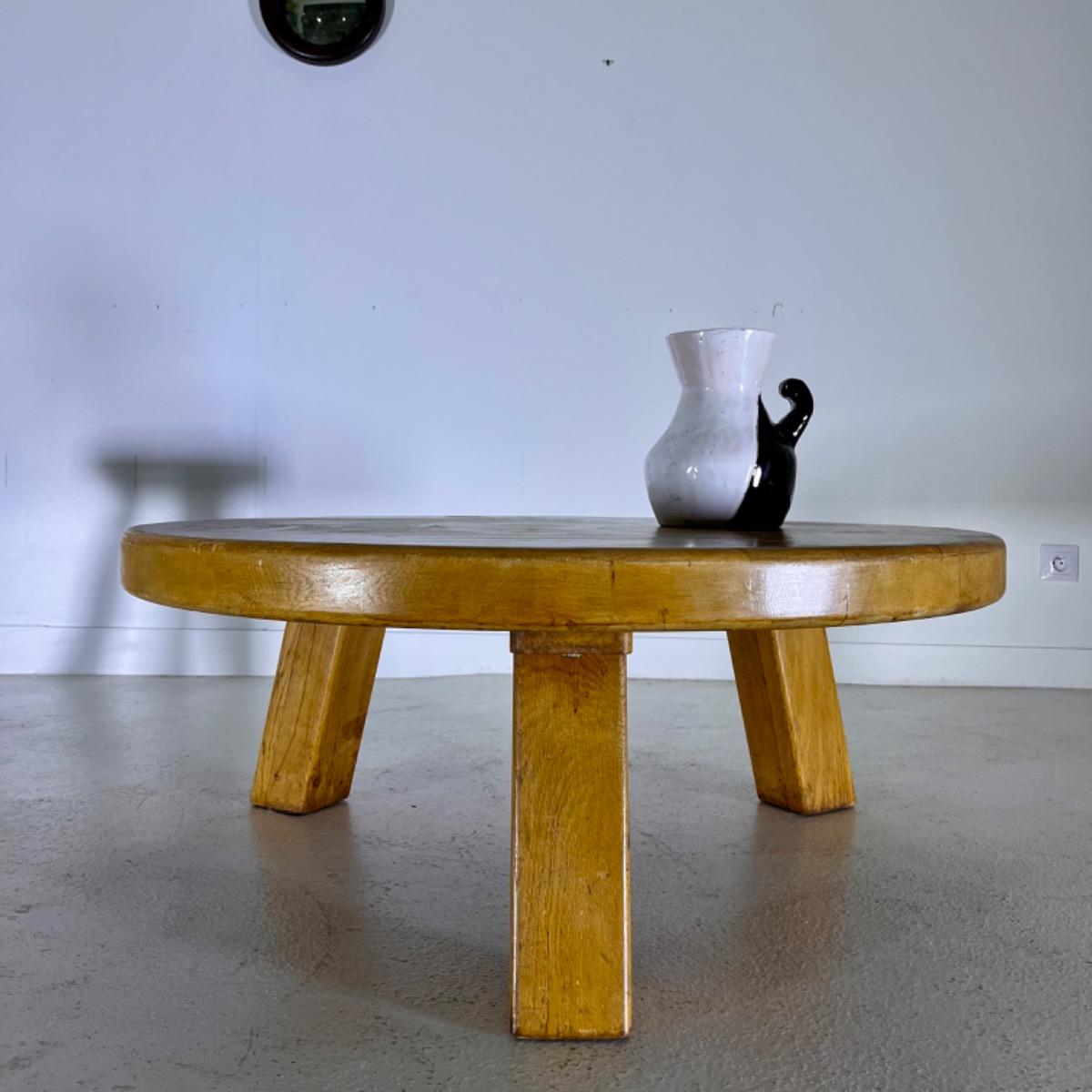 1970 brutalist oak side table 