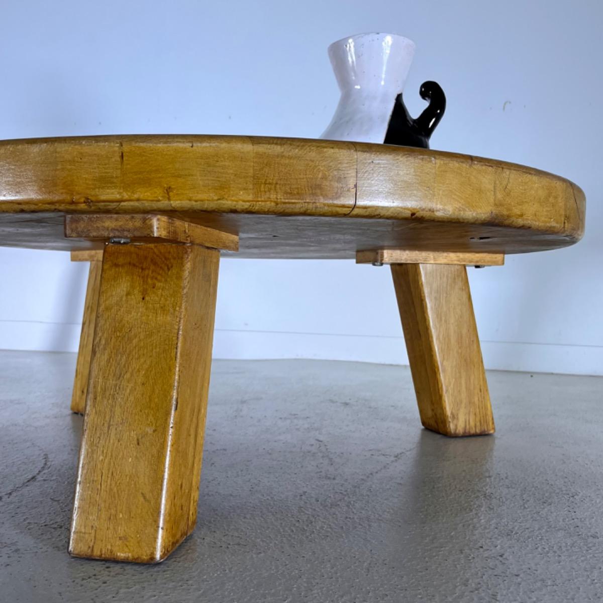 1970 brutalist oak side table 