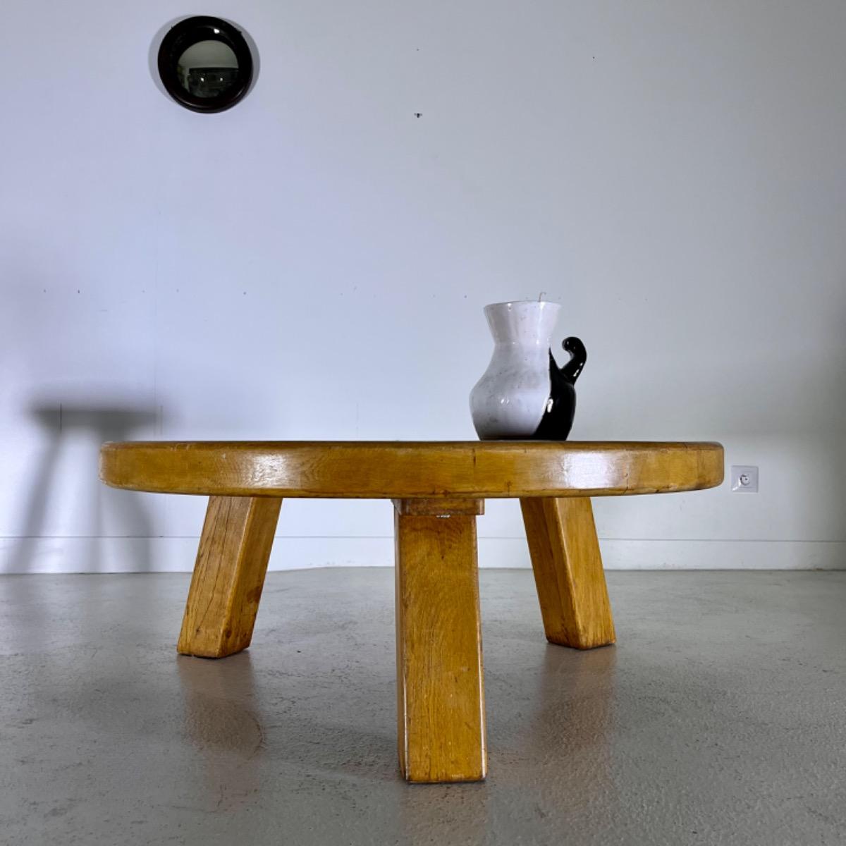 1970 brutalist oak side table 