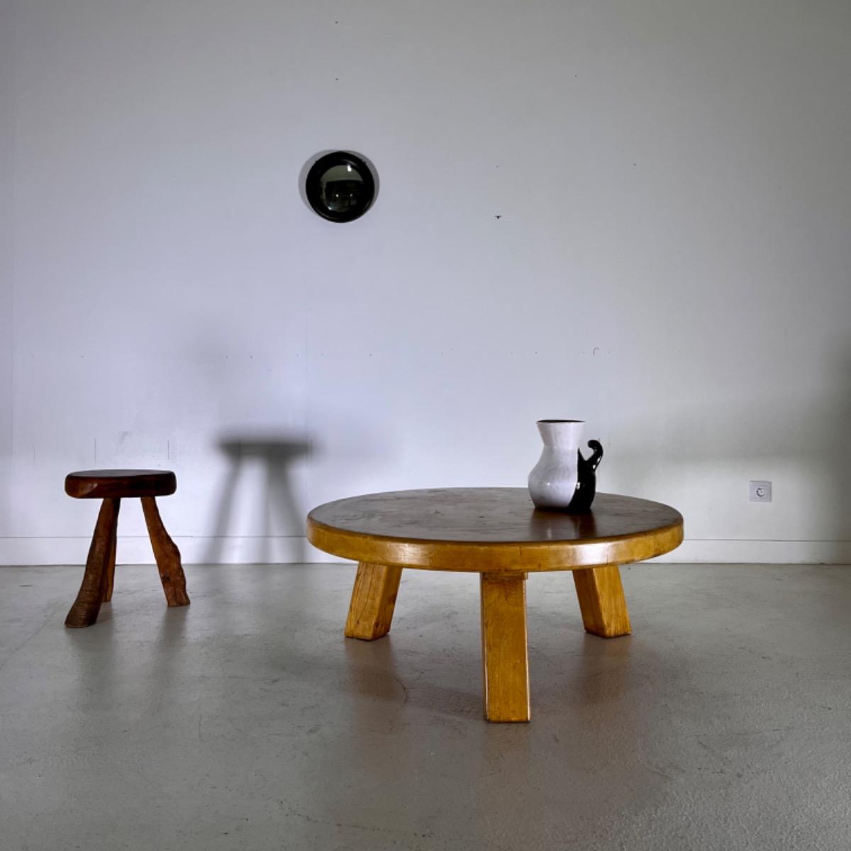 1970 brutalist oak side table 