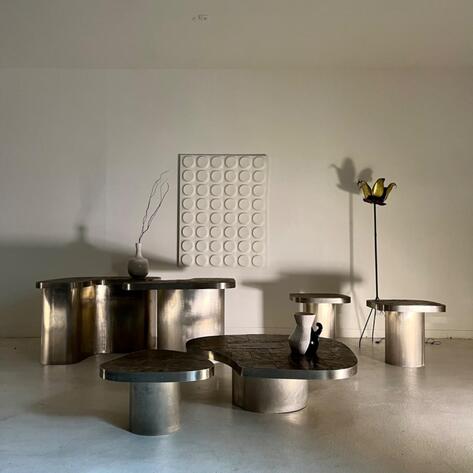 1970 brutalist set of tables 