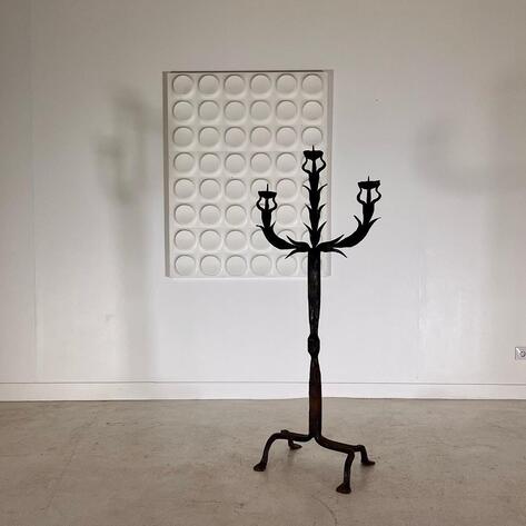 1970 brutalist wrought iron candlestick 