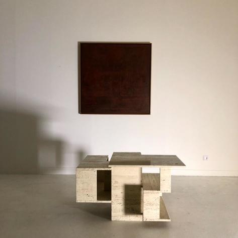 1970 cubist travertine table
