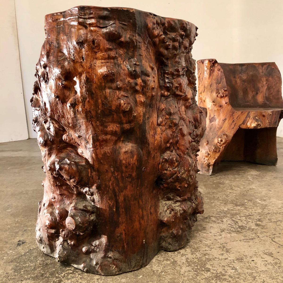 1970 primitive burl armchairs 