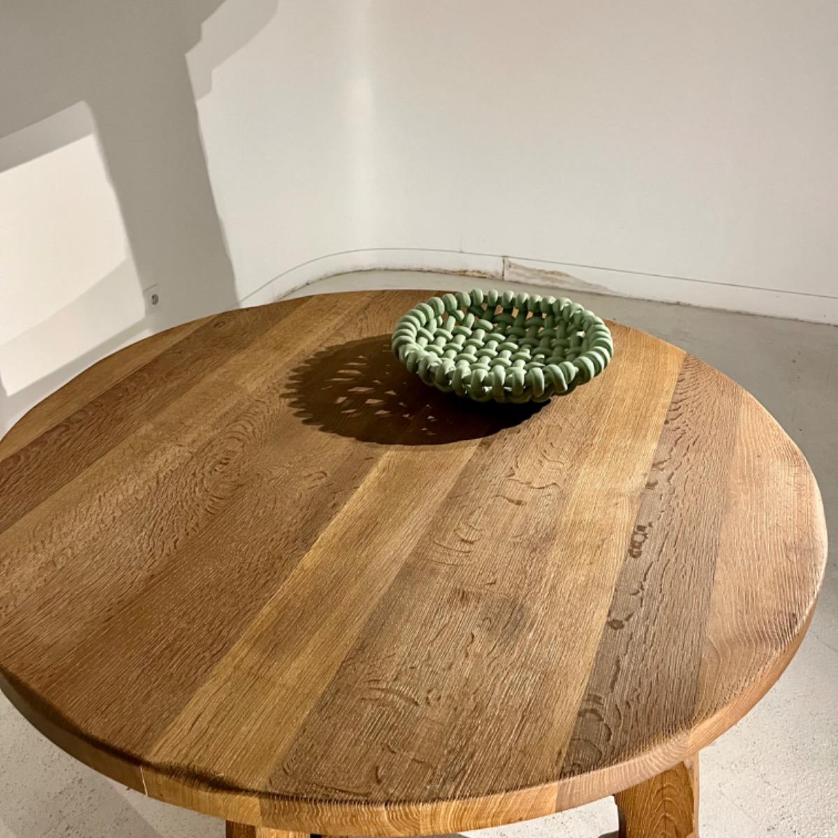 1970 round dining oak table 