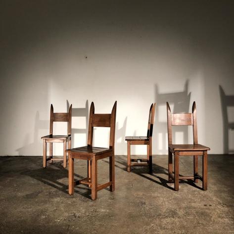 4 arts and crafts oak chairs 