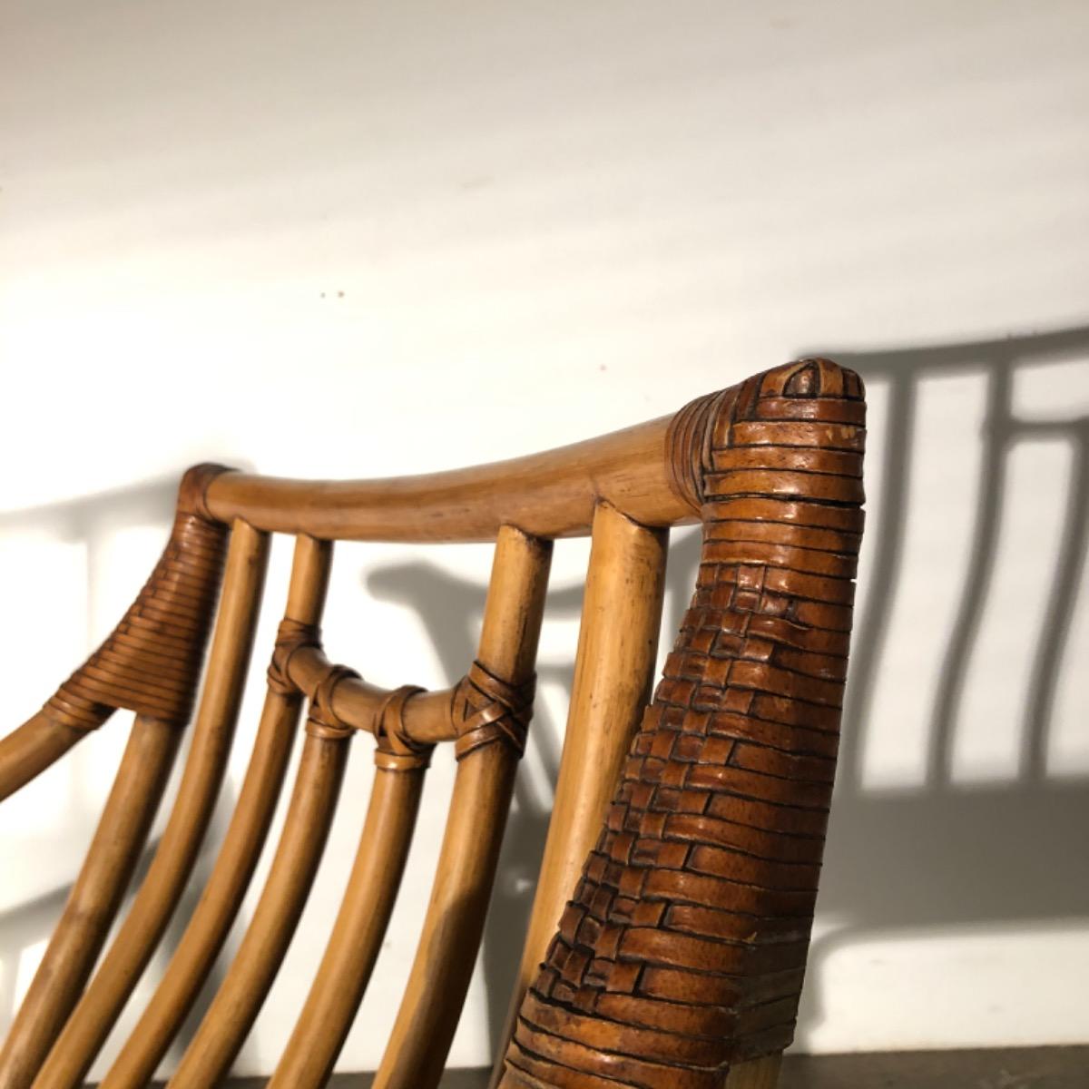 large 1970 rattan armchairs