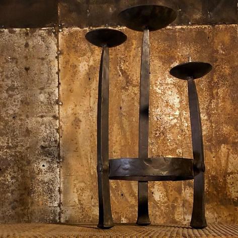 Brutalist wrought iron candlestick 