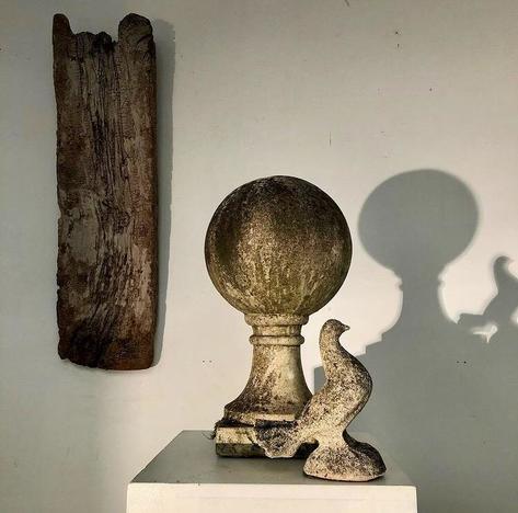 Concrete finial and concrete bird