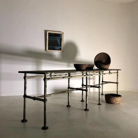 French 1880 insdustrial console table 