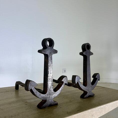 French 1940 fireplace adirons 