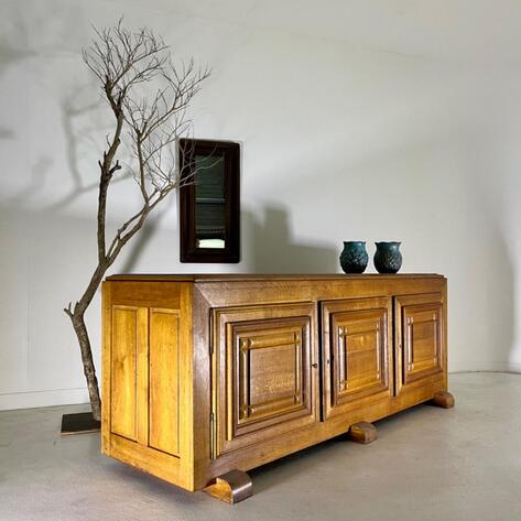 French 1940 graphic oak sideboard 