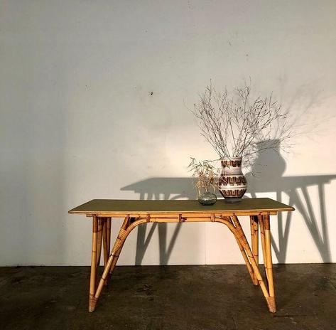 French 1950 bamboo table