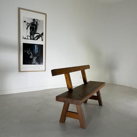 French 1950 brutalist bench 
