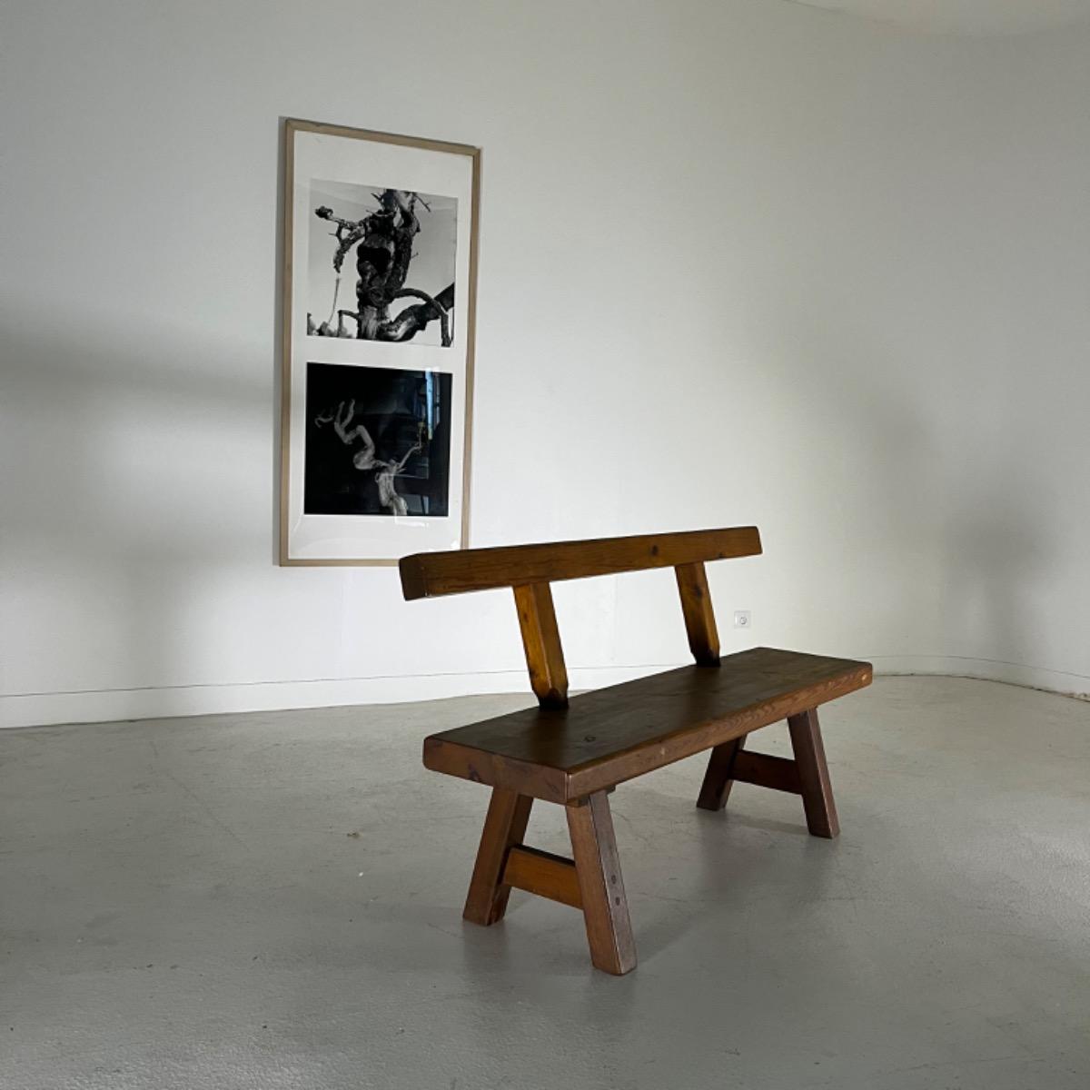 French 1950 brutalist bench 