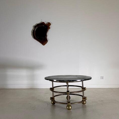 French 1950 copper & marble side table 