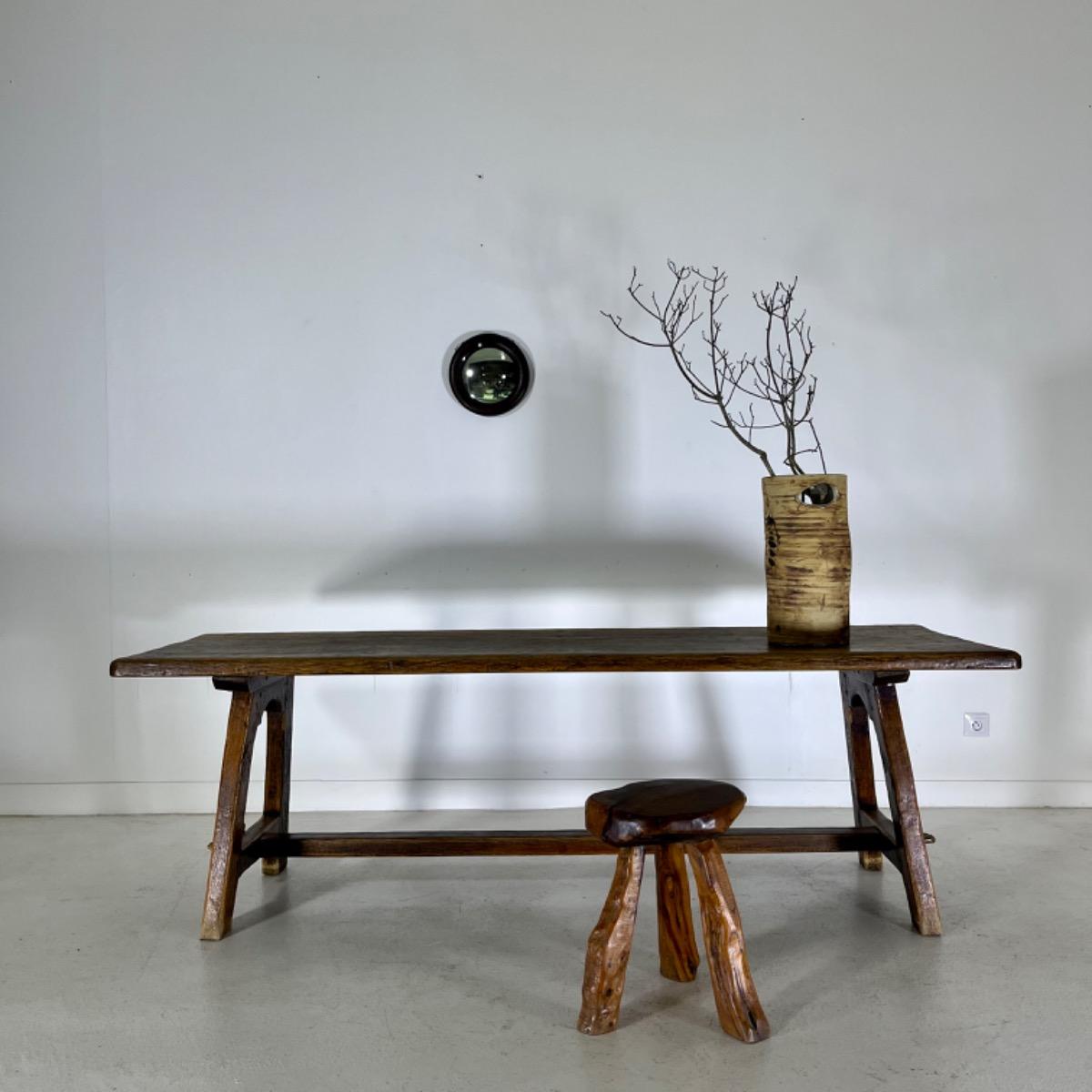 French 1950 oak farm table 