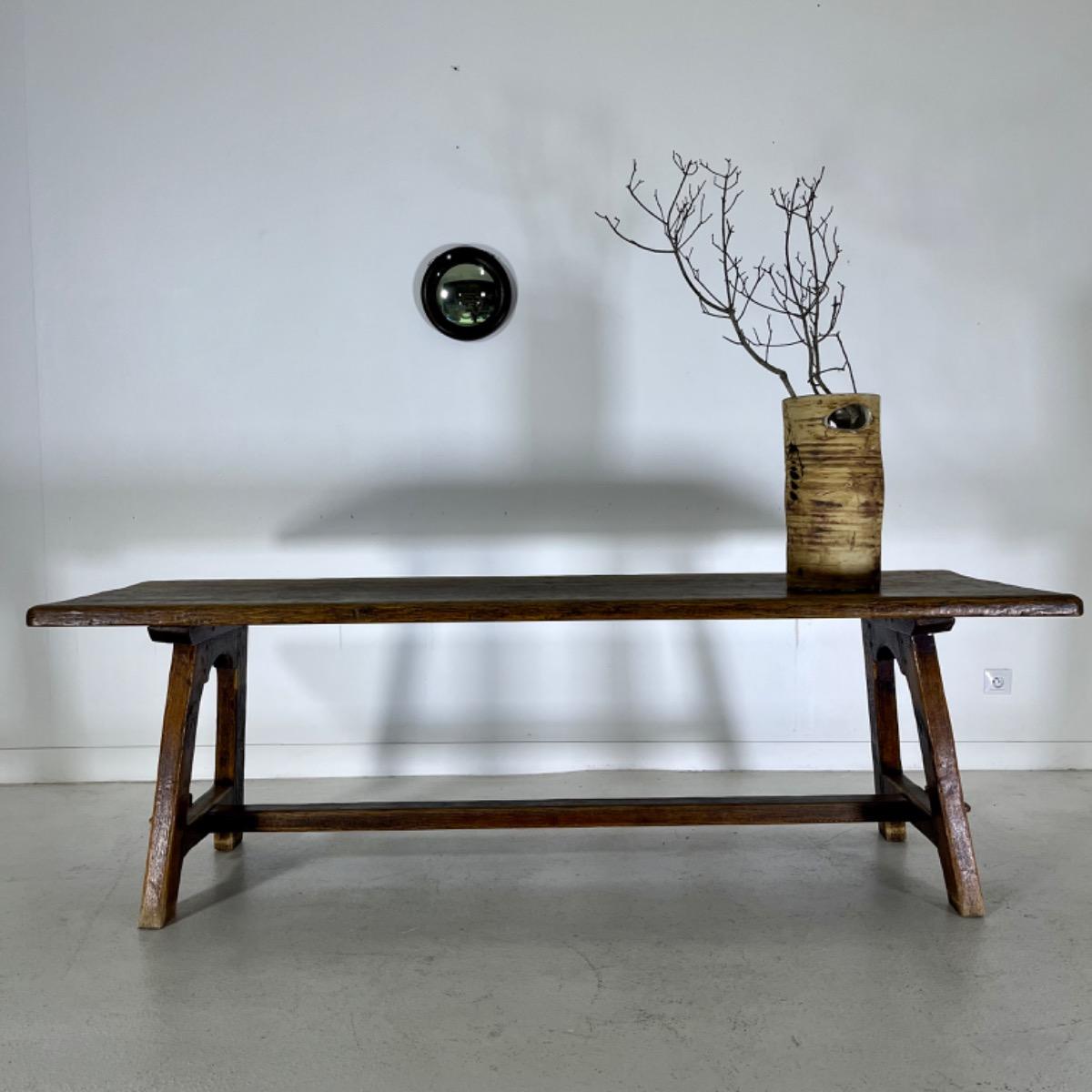 French 1950 oak farm table 