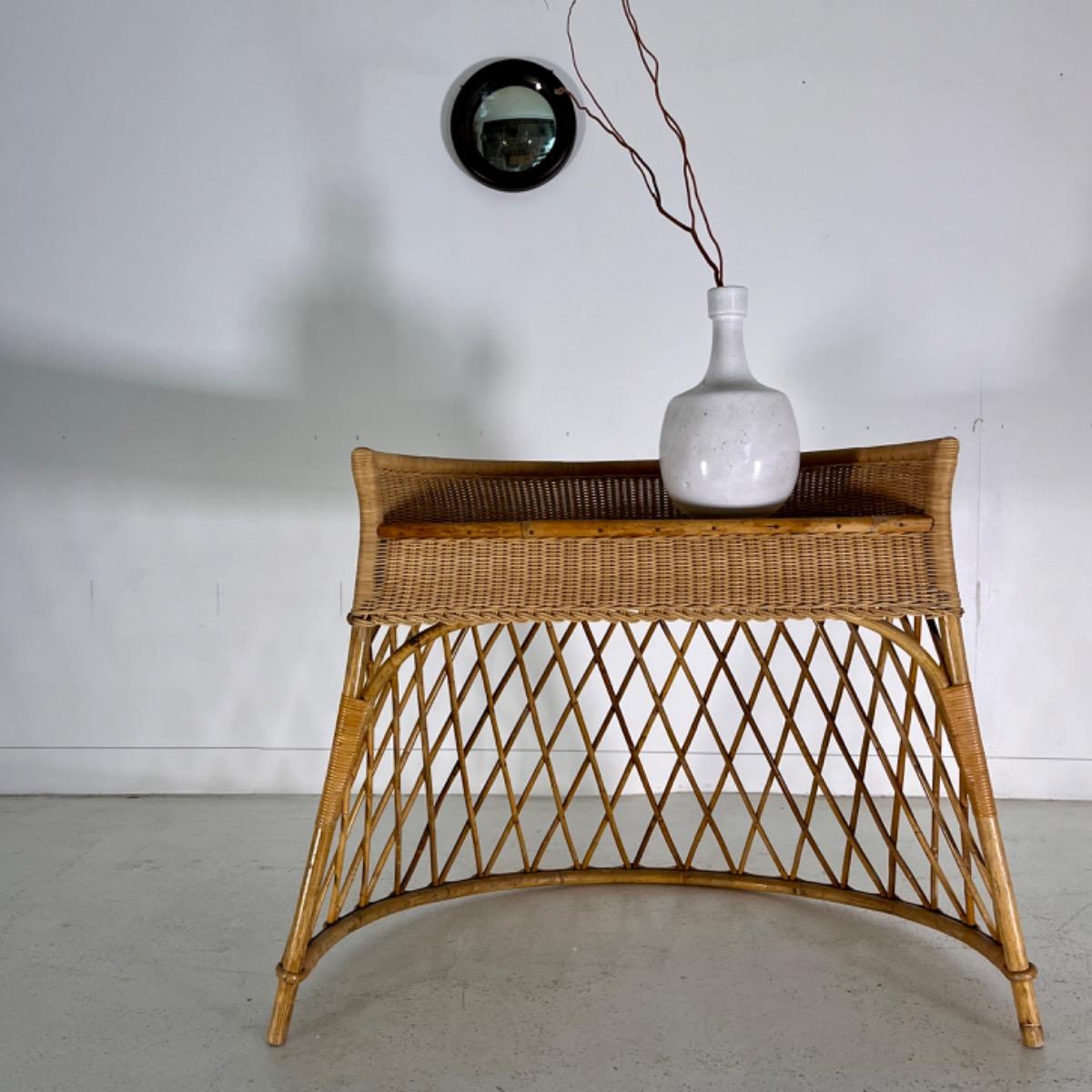 French 1950 rattan console 