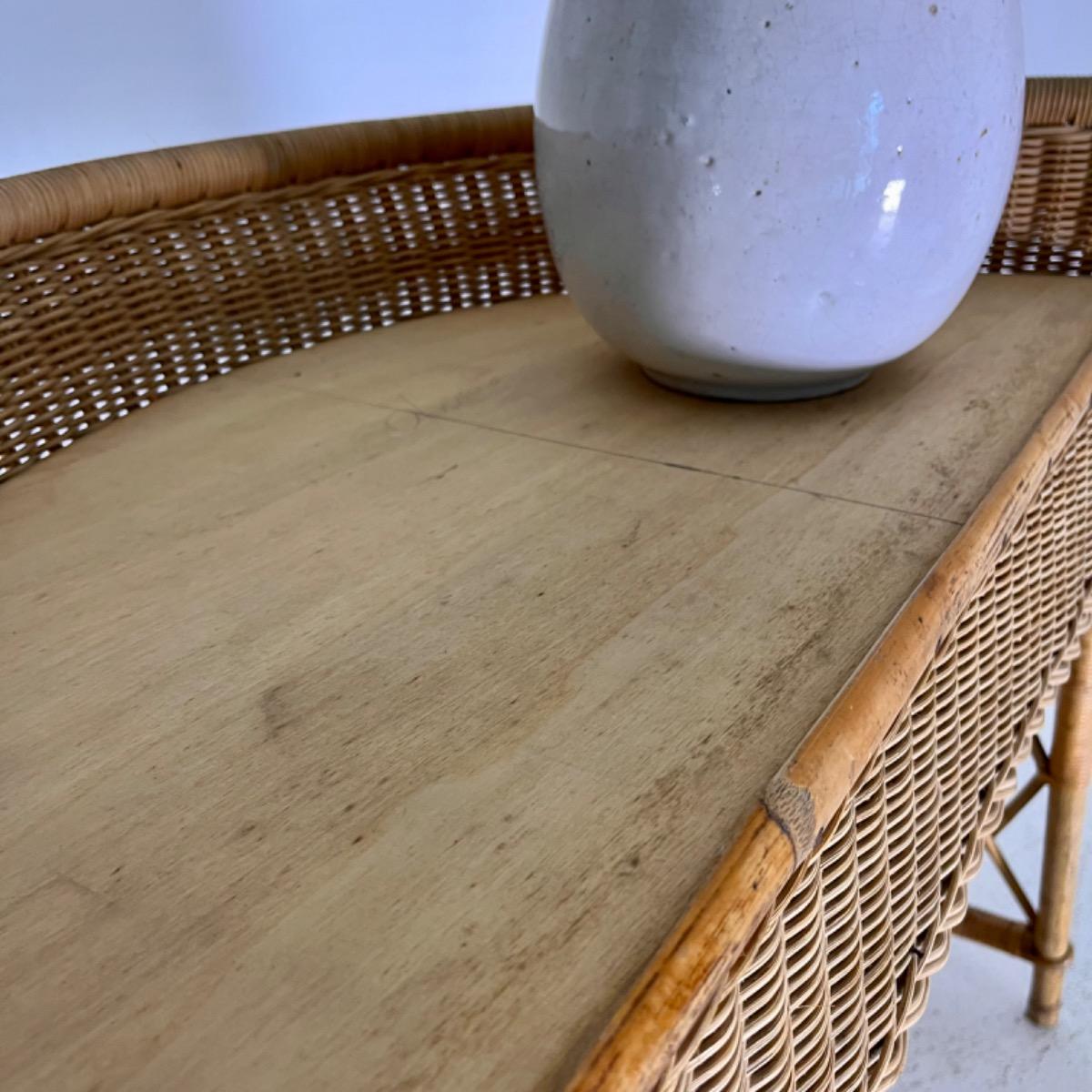 French 1950 rattan console 