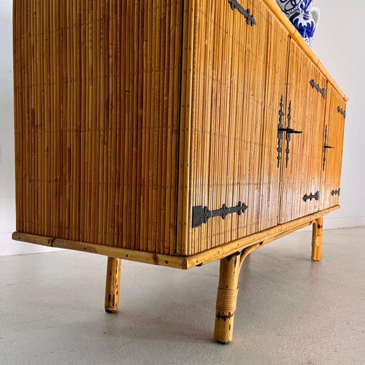 French 1950 rattan sideboard 