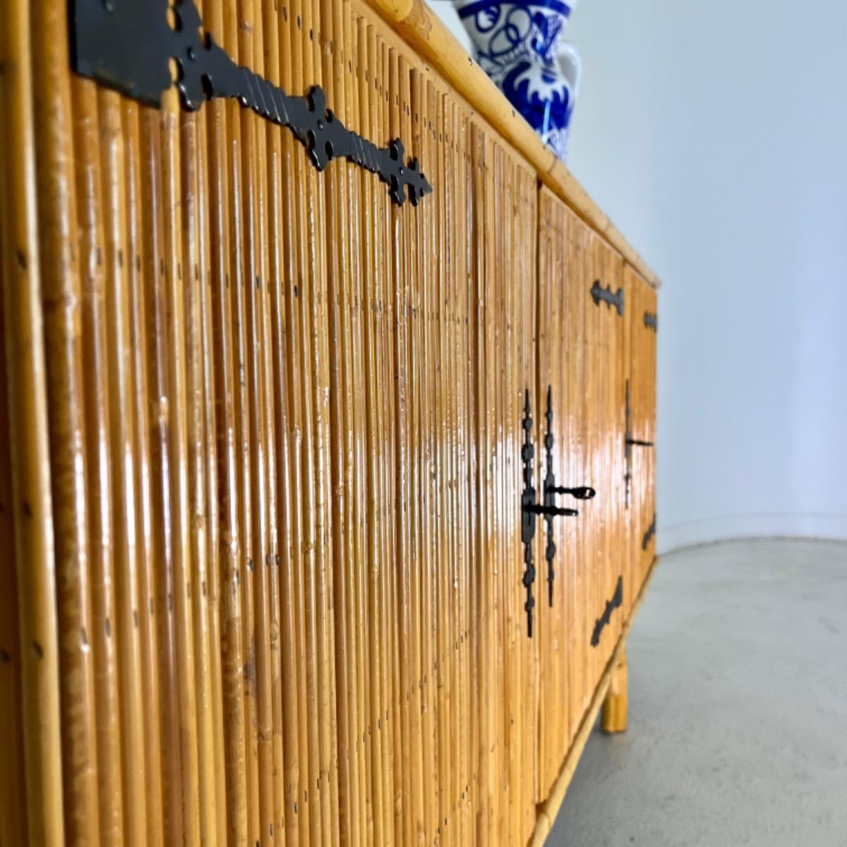 French 1950 rattan sideboard 
