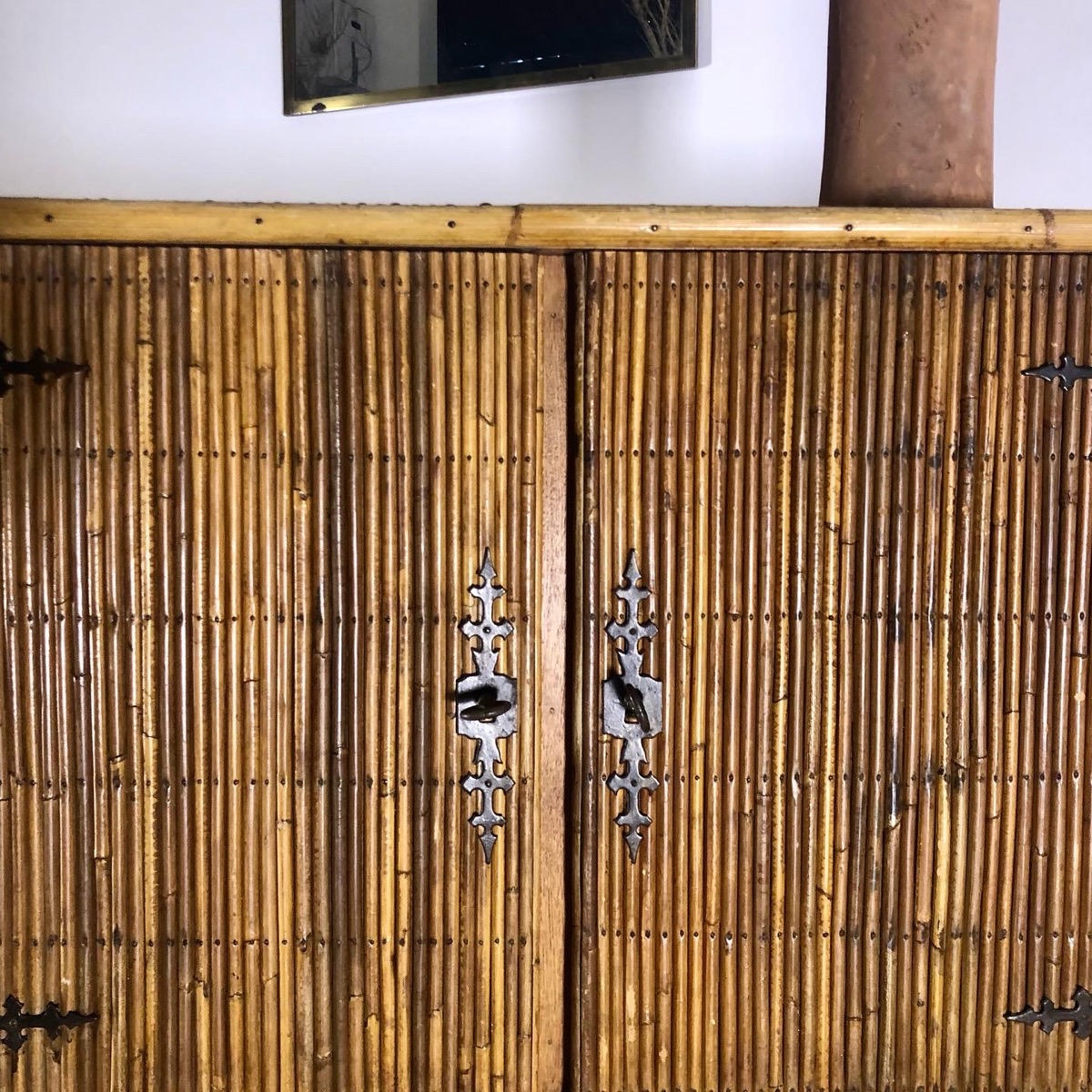 French 1950 rattan sideboard 