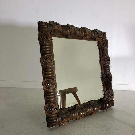 French 1950 rustic modern mirror