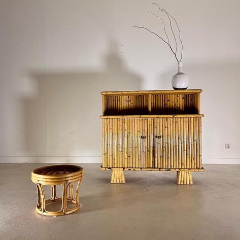 French 1960 bamboo cabinet 